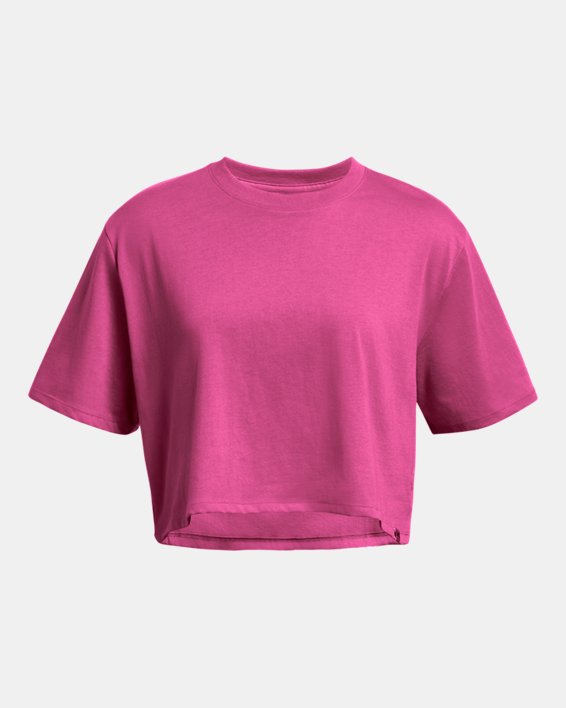 Camiseta de manga corta UA Campus Boxy Crop para mujer, Pink, pdpMainDesktop image number 3